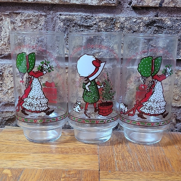 Vintage Holiday Coca Cola 3 Piece Glass Set - Picture 1 of 6
